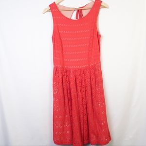 Anthropologie coral dress keyhole back